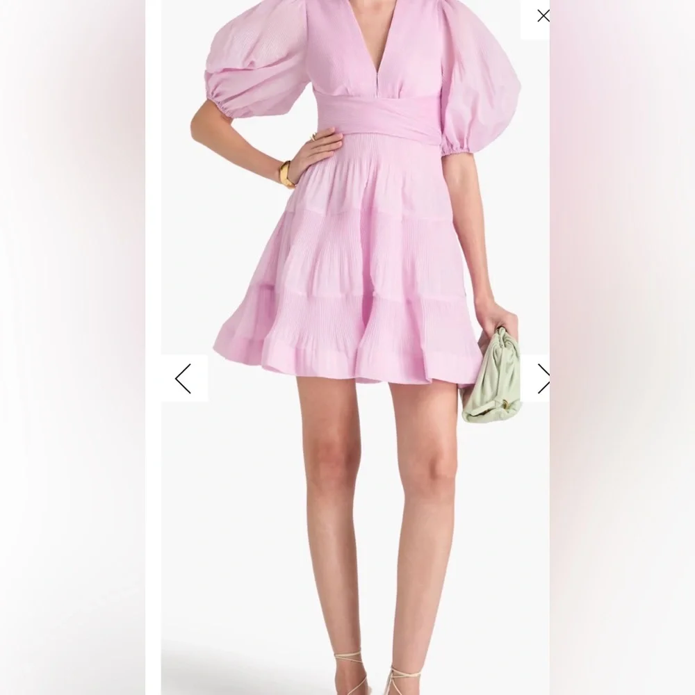 Women's Pleated Mini Dress - Picture 6 of 7